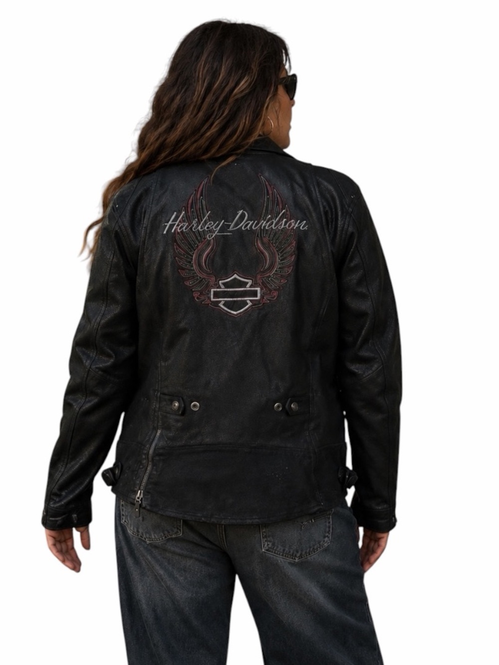 Harley Davidson Womens Medium Goatskin Leather Jacket Biker BikerCore Streetwear